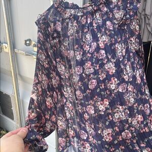 Sheer floral blue blouse